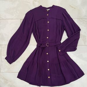 Karina Grimaldi Deep Purple Long Sleeve Dress